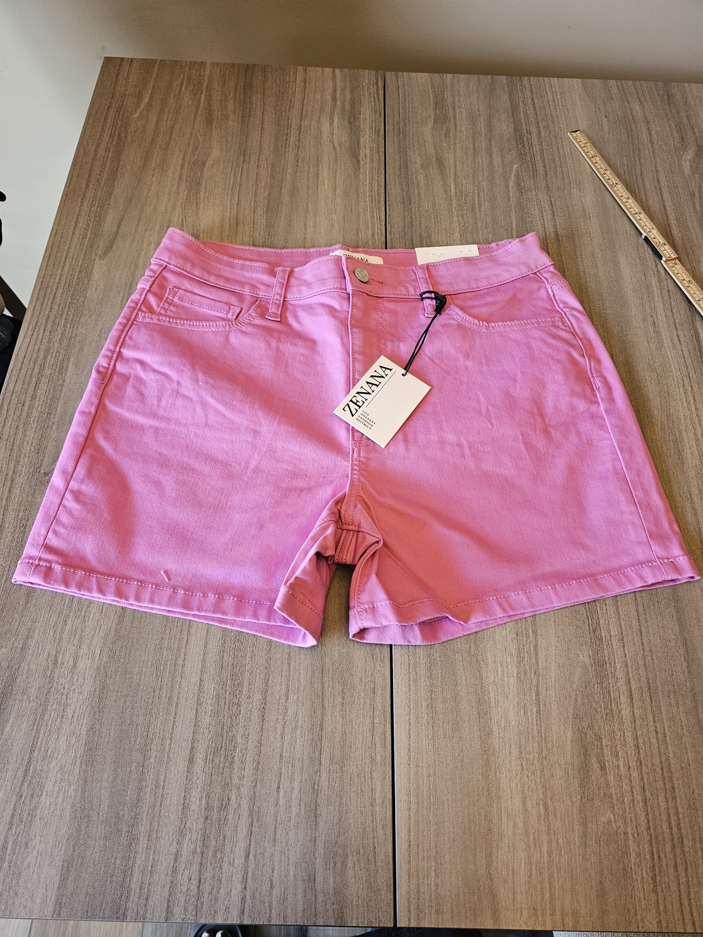 ZENANA Pink High Waisted Denim Shorts Women's Size XLG